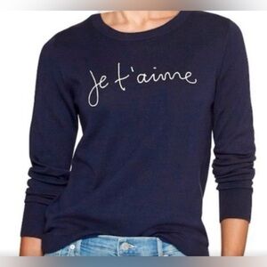 EUC Banana Republic sweater w/ embroidered “Je t’aime” (“I love you” in French)